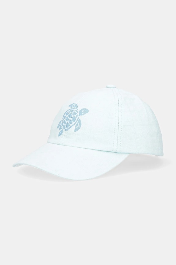 Λινό καπέλο του μπέιζμπολ Vilebrequin CAMO λινό μπλε OMAC1304