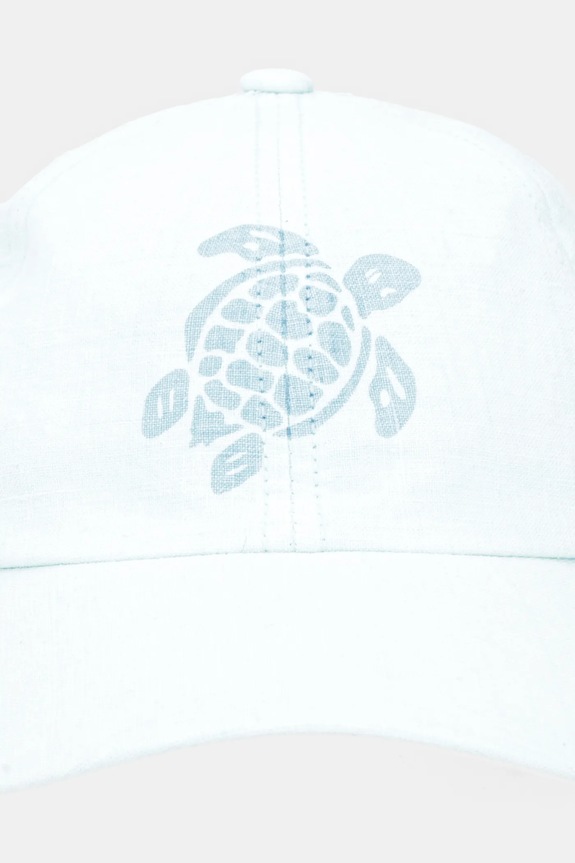 Λινό καπέλο του μπέιζμπολ Vilebrequin CAMO OMAC1304 μπλε AW25