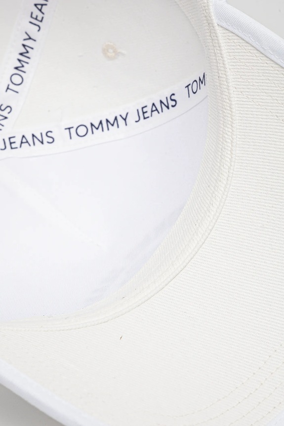 Bombažna bejzbolska kapa Tommy Jeans bela AW0AW17315