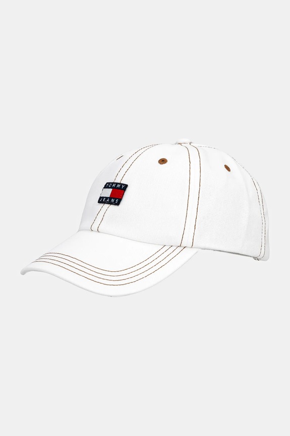 Tommy Jeans czapka z daszkiem bawełniana aplikacja biały AW0AW17572