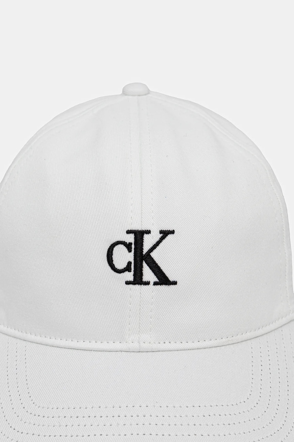 Calvin Klein čiapka so šiltom dámska bavlnená LV04K5024G biela SS26