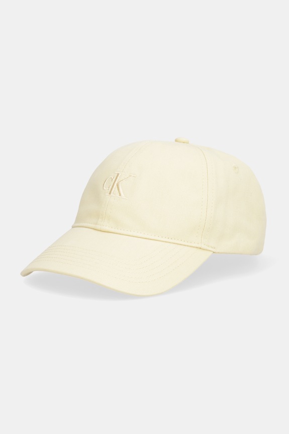 Calvin Klein čiapka so šiltom dámska bavlnená bavlna žltá LV04K5024G