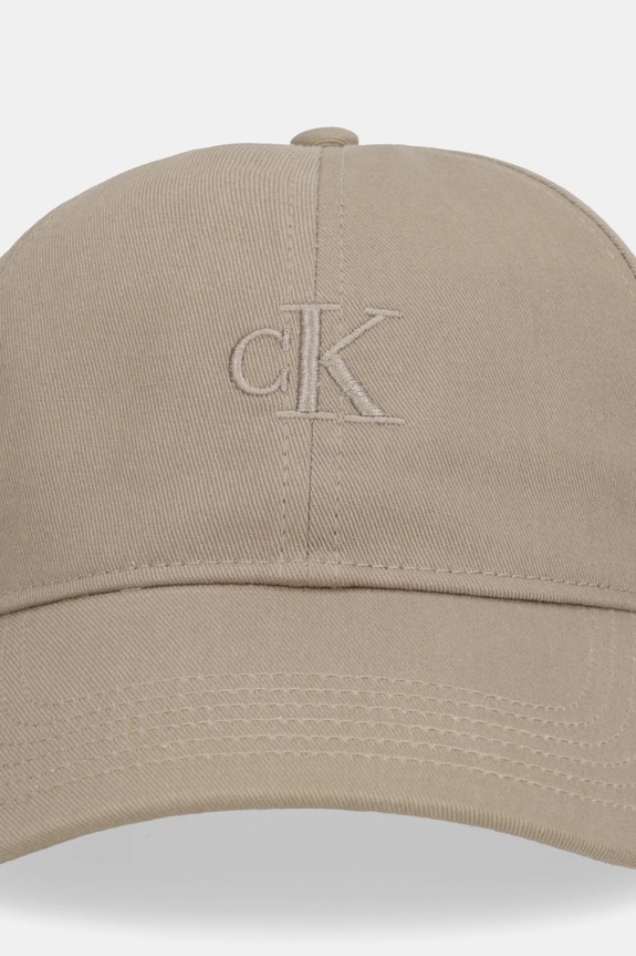 Calvin Klein czapka z daszkiem damska bawełniana LV04K5024G beżowy SS26