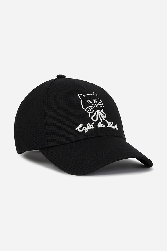Karl Lagerfeld czapka z daszkiem bawełniana aplikacja czarny A2W33047