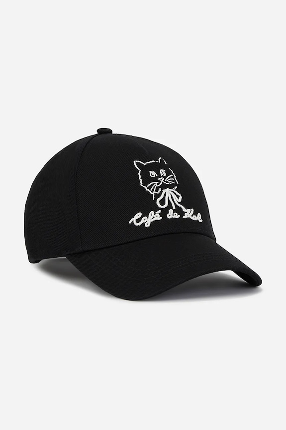Karl Lagerfeld czapka z daszkiem bawełniana aplikacja czarny A2W33047