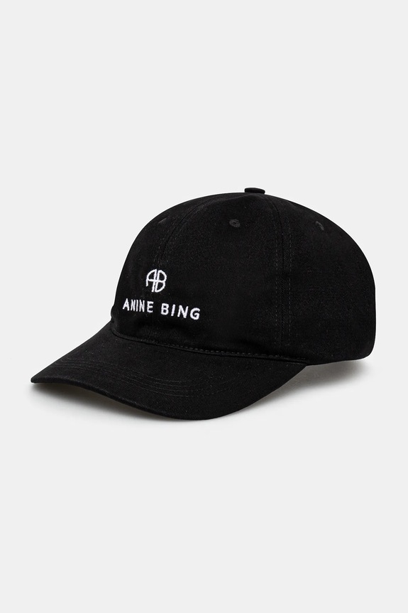 Памучна шапка с козирка Anine Bing Jeremy Baseball Cap изчистен черен S.12.9084