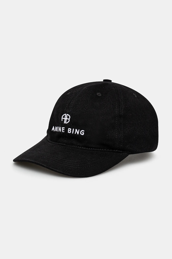 Памучна шапка с козирка Anine Bing Jeremy Baseball Cap изчистен черен S.12.9084