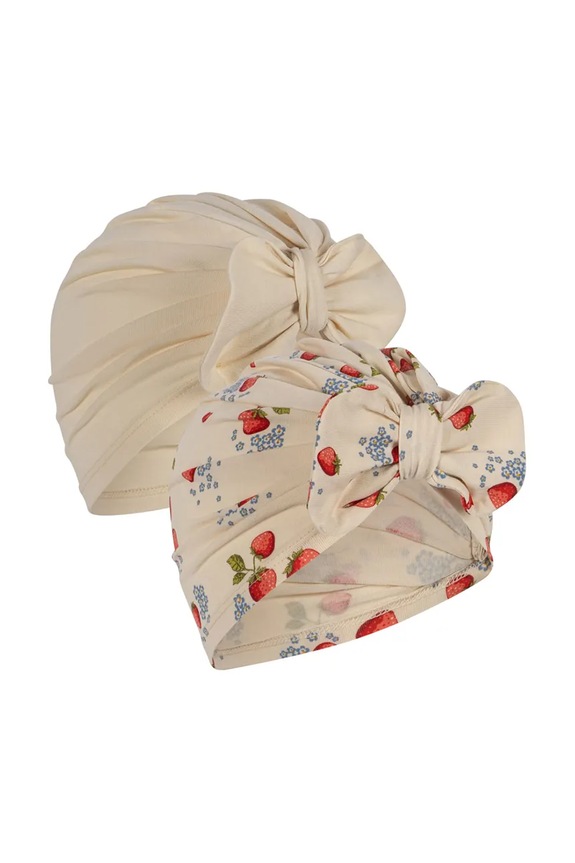 Konges Sløjd czapka dziecięca BASIC 2 PACK BAMBI BUNNET GOTS 2-pack wzorzyste beżowy KS102253