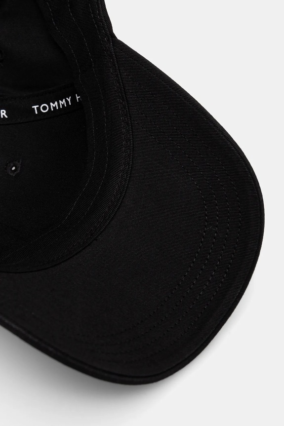 Детска памучна шапка с козирка Tommy Hilfiger черен AU0AU01528.PPYA