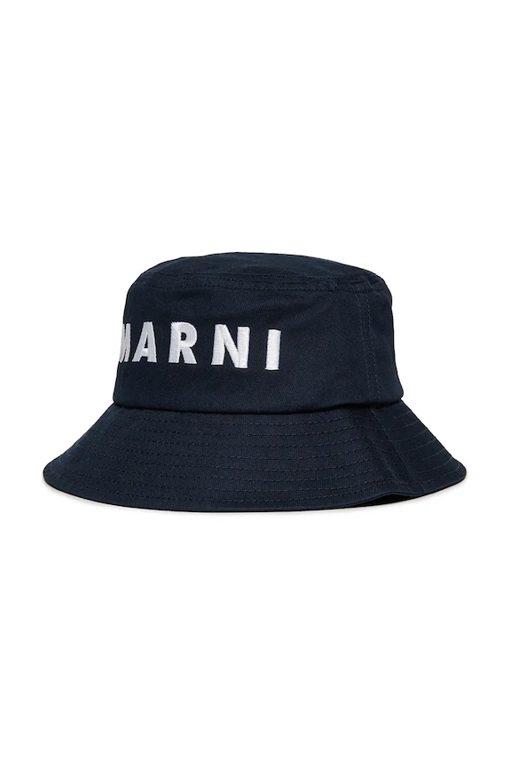 Marni gyerek pamut sapka MF35B HAT aplikációval sötétkék M01458