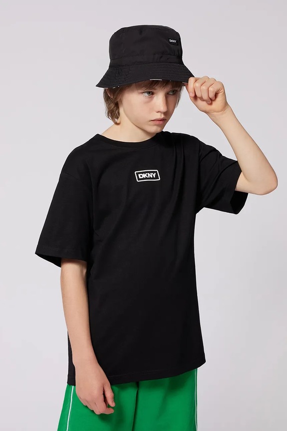 Dkny kapelusz dwustronny dziecięcy wzorzyste czarny D62101
