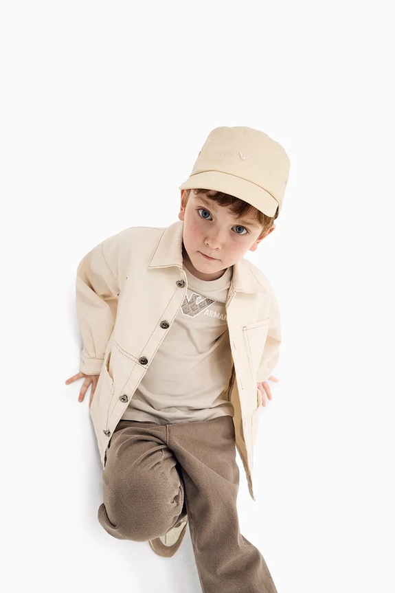 Bombažna bejzbolska kapa Emporio Armani Bombaž bež EB000328.AF14016