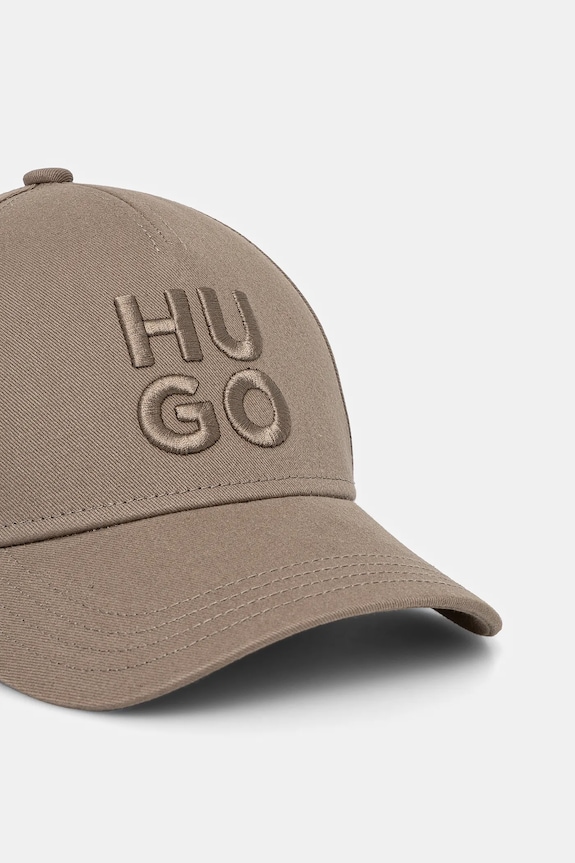 HUGO czapka z daszkiem bawełniana Jude-Stacked 50533409 brązowy SS25