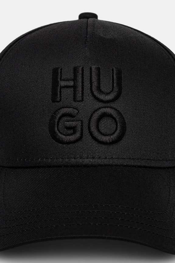 Bavlněná baseballová čepice HUGO Jude-Stacked 50533409 černá SS25