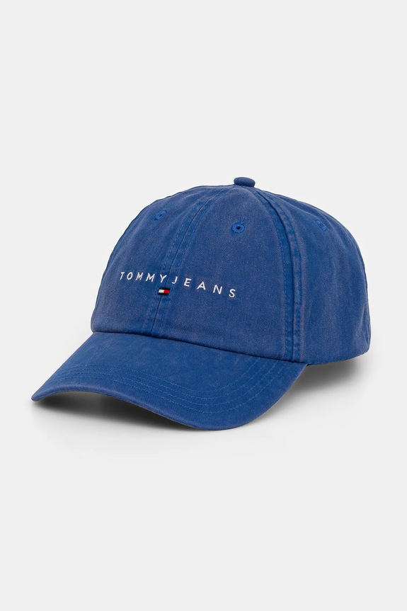 Βαμβακερό καπέλο του μπέιζμπολ Tommy Jeans απλικέ μωβ AM0AM13355