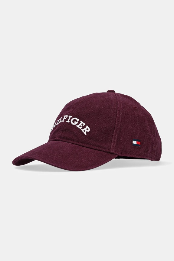 Tommy Hilfiger czapka z daszkiem bawełniana aplikacja bordowy AM0AM13003