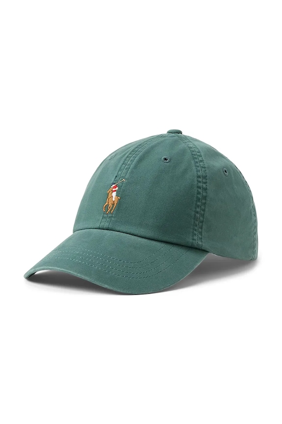 Хлопковая кепка Polo Ralph Lauren хлопок зелёный 710960726