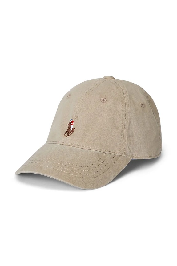 Polo Ralph Lauren czapka z daszkiem bawełniana bawełna beżowy 710960726