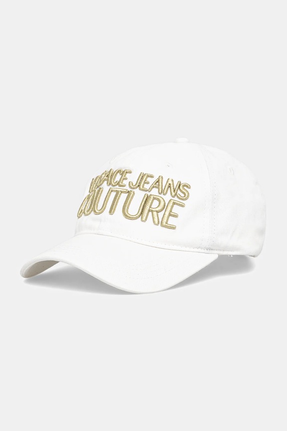 Βαμβακερό καπέλο του μπέιζμπολ Versace Jeans Couture απλικέ λευκό 78GAZK32.ZG365