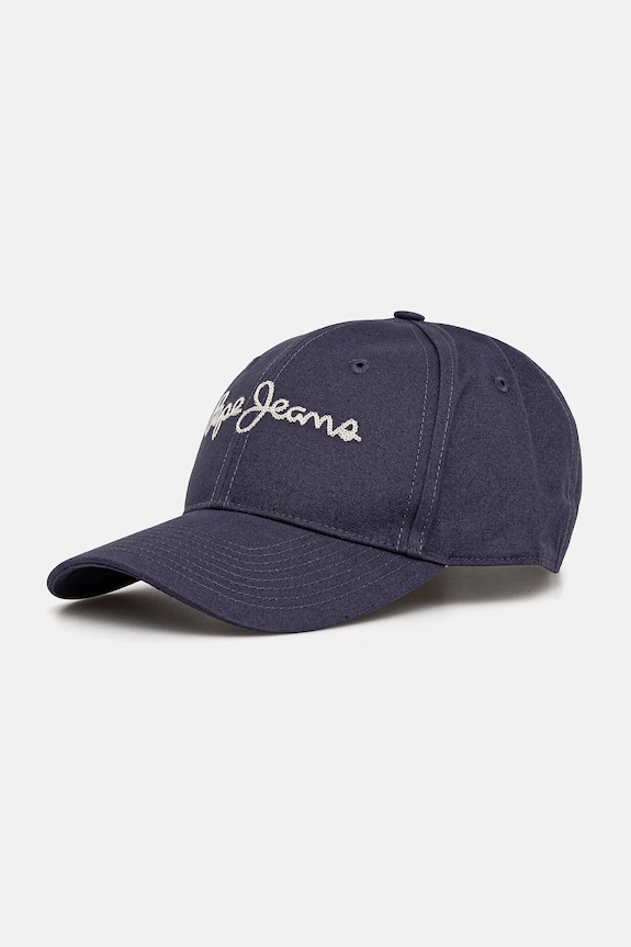 Pepe Jeans czapka z daszkiem bawełniana MALLON CAP aplikacja granatowy PM040567