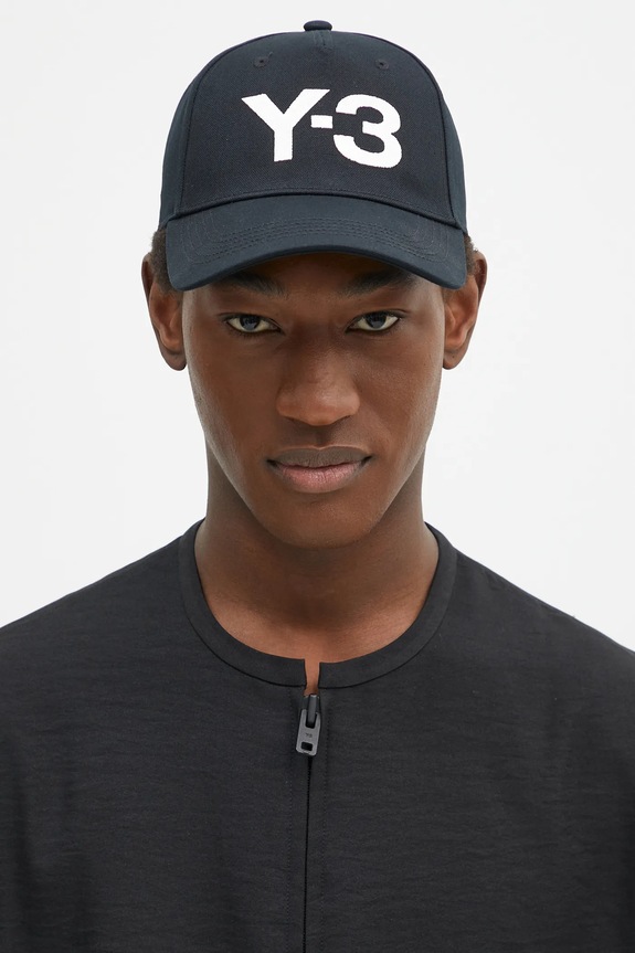 Y-3 baseball cap Stripes Double Brim Cap cotton black JP1142
