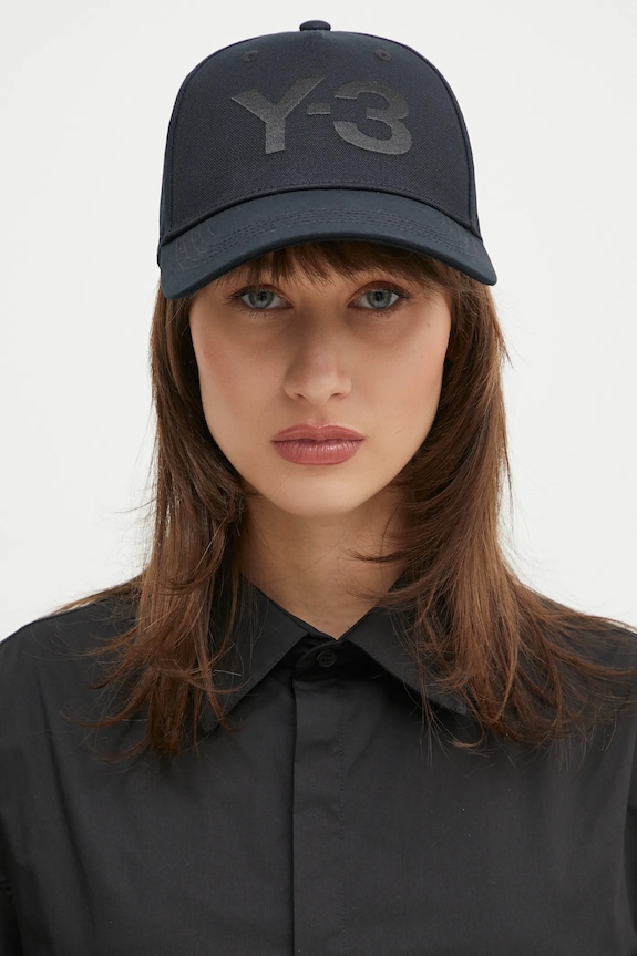 Y-3 baseball cap Stripes Double Brim Cap cotton black JP1143