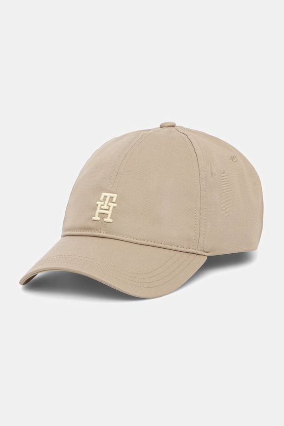 Tommy Hilfiger czapka z daszkiem bawełniana aplikacja beżowy AM0AM13542