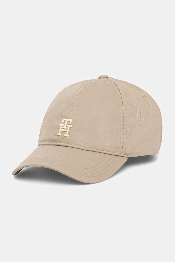 Tommy Hilfiger czapka z daszkiem bawełniana aplikacja beżowy AM0AM13542