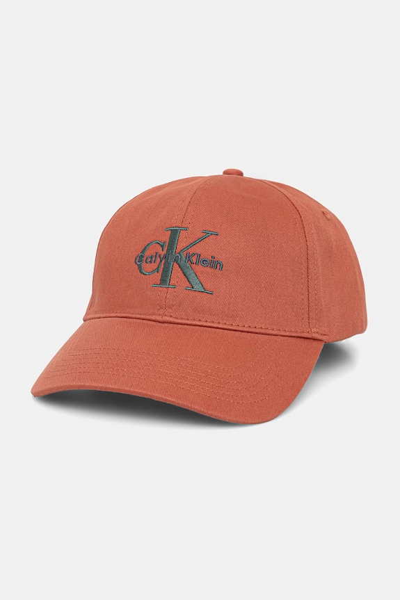 Calvin Klein czapka z daszkiem męska bawełniana pomarańczowy LV04G5004G