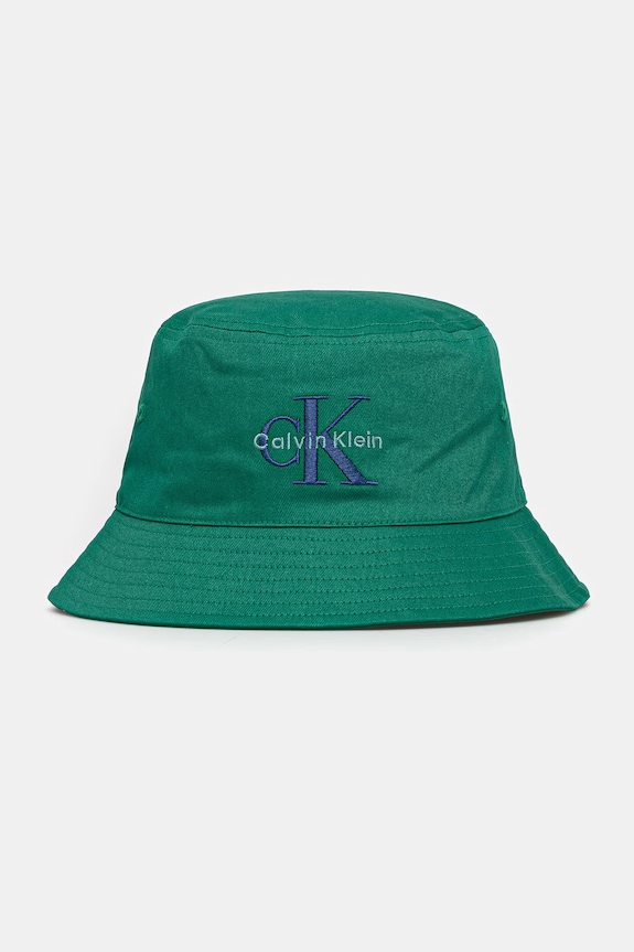 Calvin Klein Jeans klobúk bucket pánsky bavlnený zelená LV04G5020G