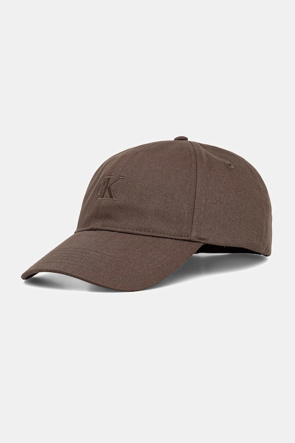 Calvin Klein czapka z daszkiem męska bawełniana brązowy LV04G5002G