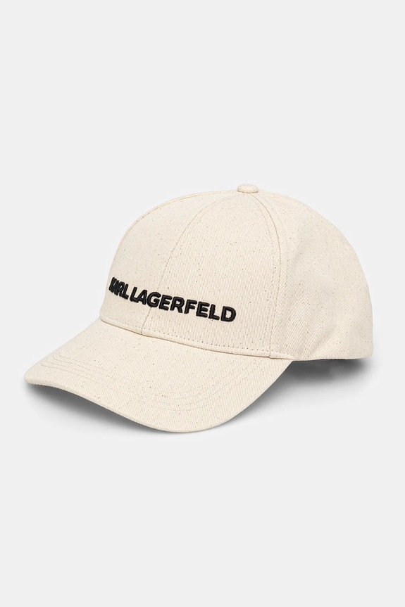 Karl Lagerfeld czapka z daszkiem bawełniana K/ESSENTIAL aplikacja beżowy A1W33071