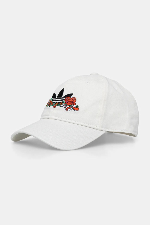 Βαμβακερό καπέλο του μπέιζμπολ adidas Originals Nelson απλικέ λευκό JD0991