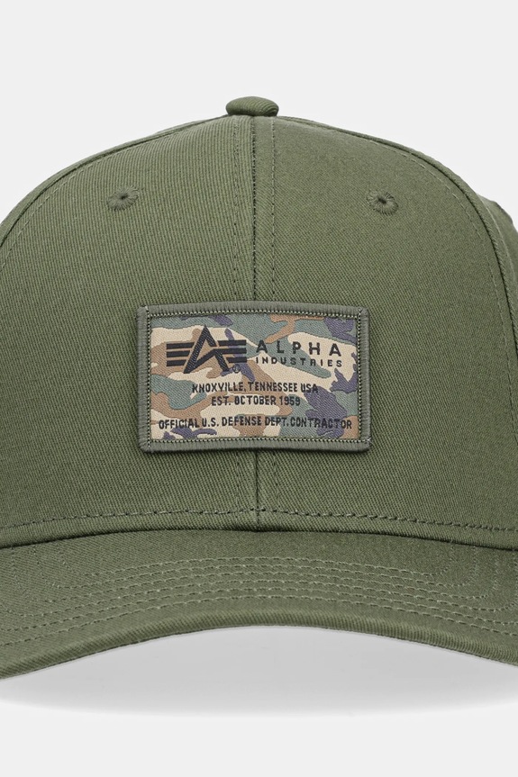 Bavlnená šiltovka Alpha Industries Crew Camo Cap 156903 zelená SS25
