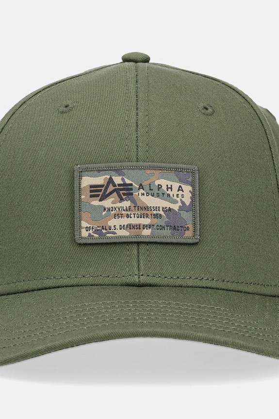 Bavlnená šiltovka Alpha Industries Crew Camo Cap 156903 zelená SS25