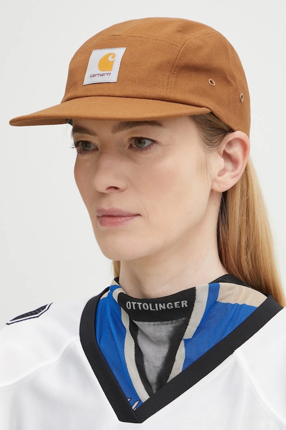 Carhartt WIP cotton baseball cap Backley Cap applique brown I034853.HZXX