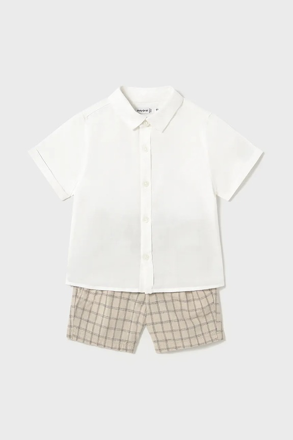 Komplet za dojenčka z mešanico lanu Mayoral Vzorčasti bela 1251.3A.Baby.PPYA