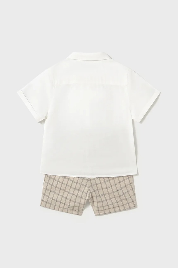 Komplet za dojenčka z mešanico lanu Mayoral 1251.3A.Baby.PPYA bela SS25