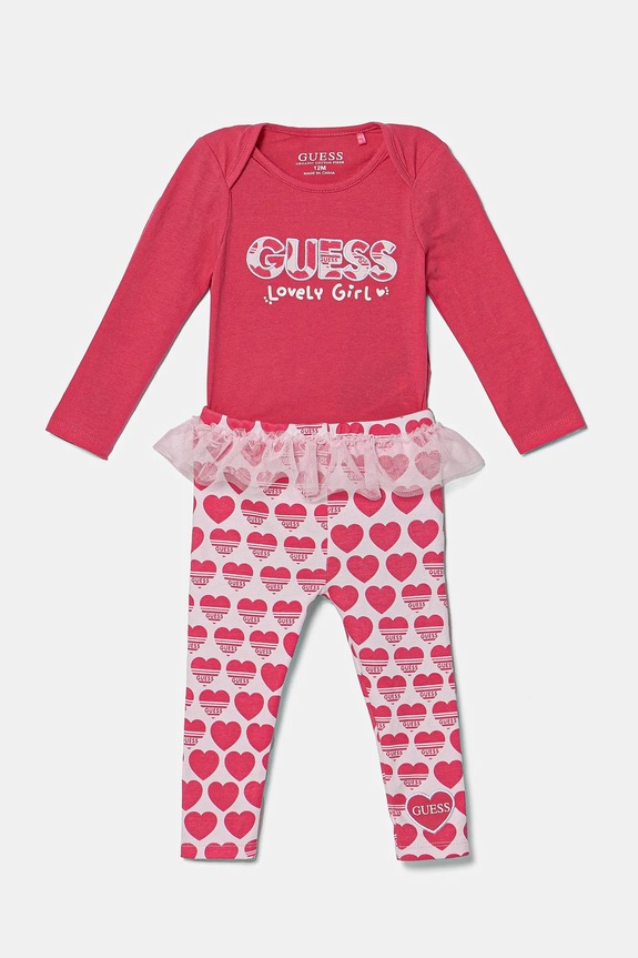 Guess komplet niemowlęcy z elastanem różowy S5RG01.J1314.PPYA