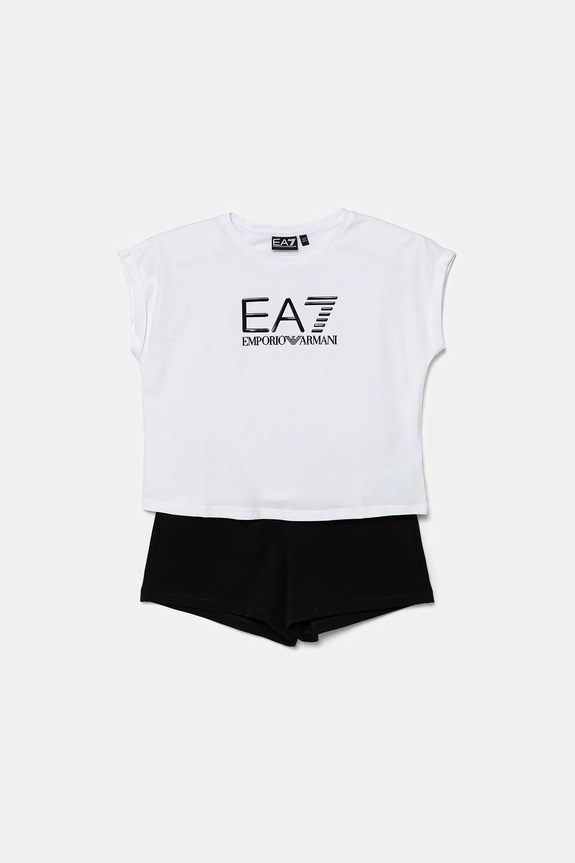 EA7 Emporio Armani Αθλητικό σετ παιδικό βαμβακερό απλικέ λευκό 7G000070.AF12503