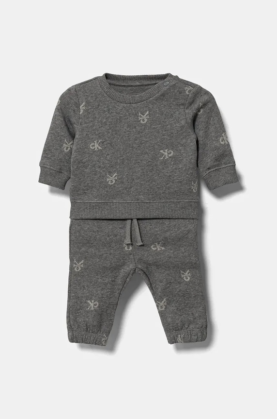 Calvin Klein Jeans dres bawełniany niemowlęcy nadruk szary IN0IN00264.PPYA