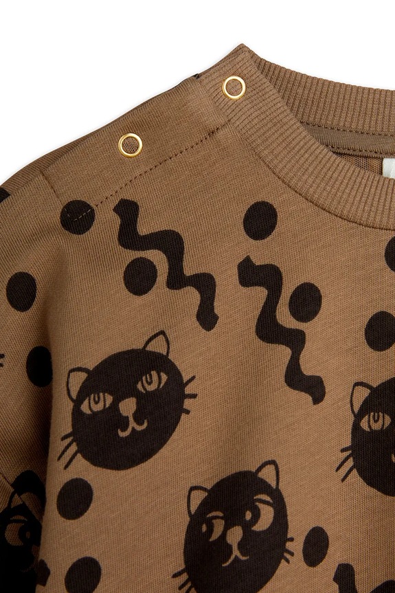 Αγορίστικα Βρεφική βαμβακερή φόρμα Mini Rodini Squiggly cats 2514010416 καφέ