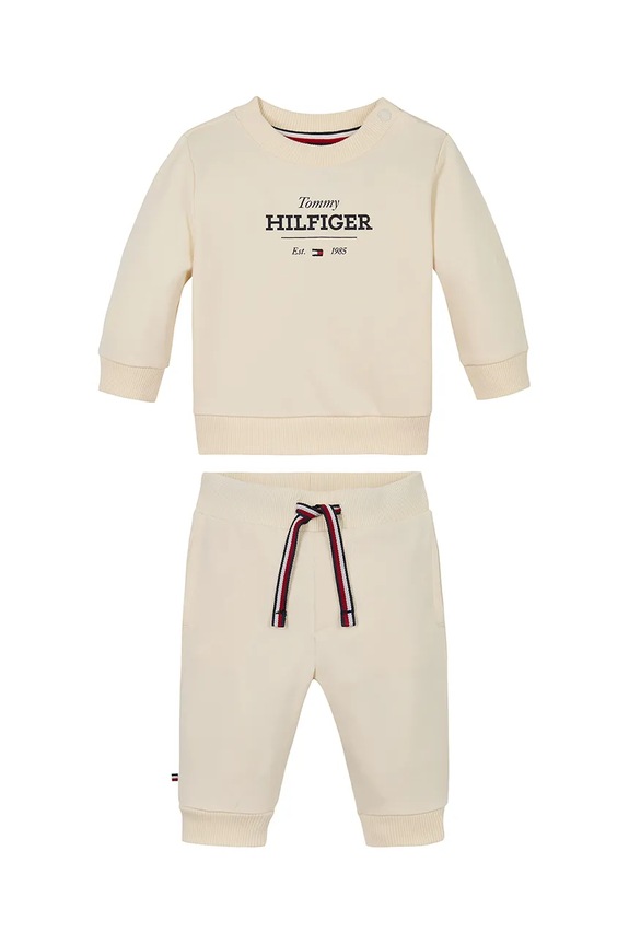 Trenirka za bebe Tommy Hilfiger natpis bež KN0KN01978.PPYA