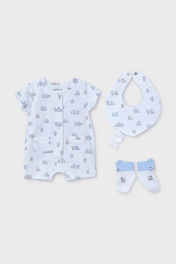 Σετ μωρού Mayoral Newborn 4-pack εμπριμέ μπλε 9910.1A.Newborn.PPYH