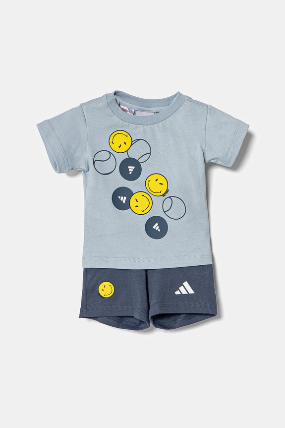 adidas komplet bawełniany dziecięcy nadruk niebieski JC7577