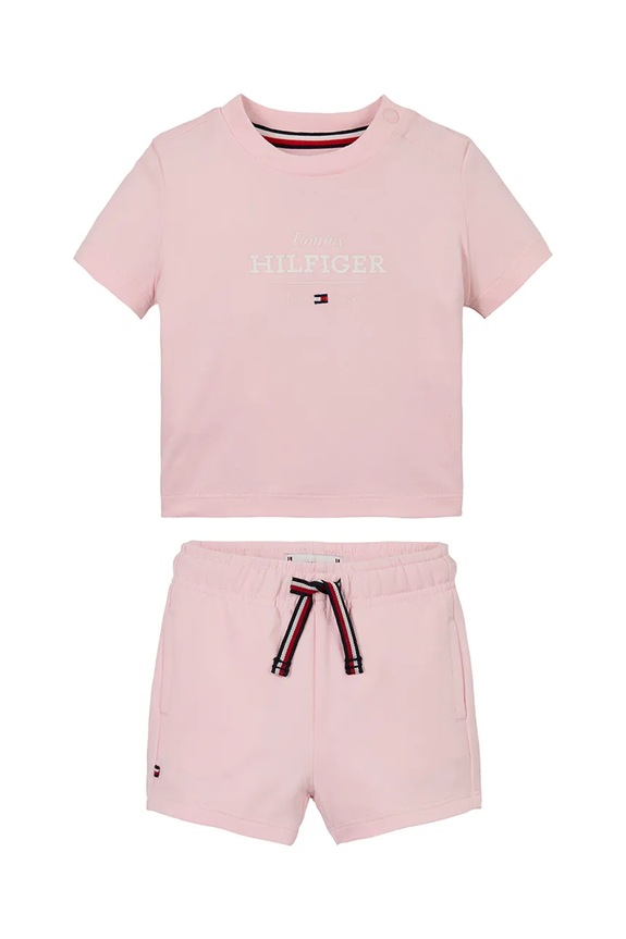 Tommy Hilfiger komplet niemowlęcy z elastanem różowy KN0KN02047.PPYA