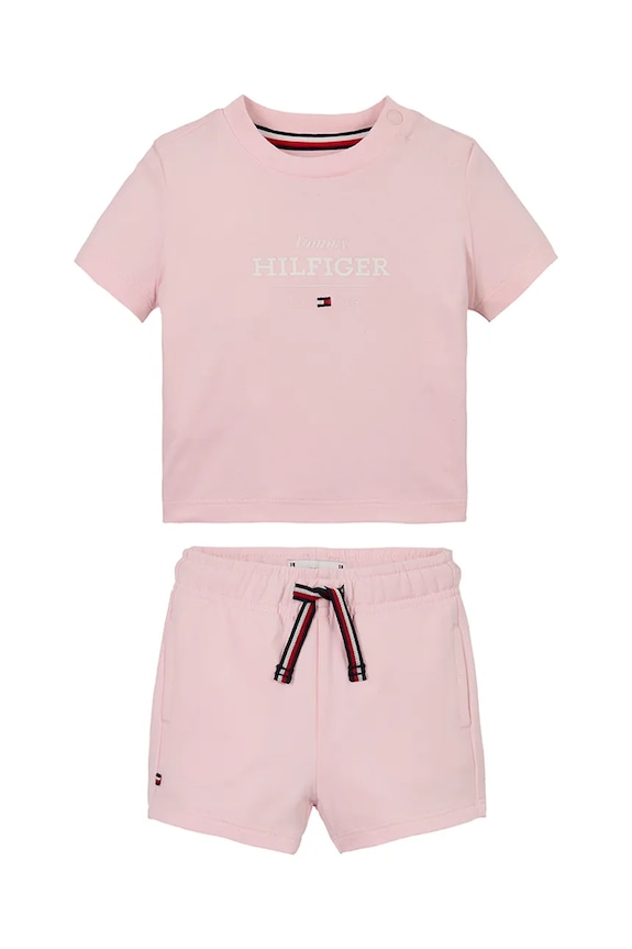 Tommy Hilfiger komplet niemowlęcy z elastanem różowy KN0KN02047.PPYA