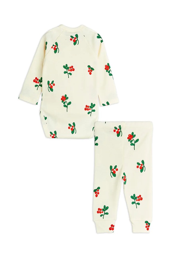 Chłopiec Mini Rodini komplet bawełniany niemowlęcy Lingonberries 2524011011 beżowy