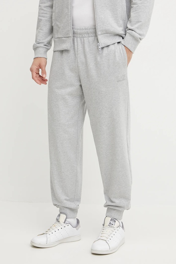 Бавовняний спортивний костюм EA7 Emporio Armani сірий AF13512.7M000235