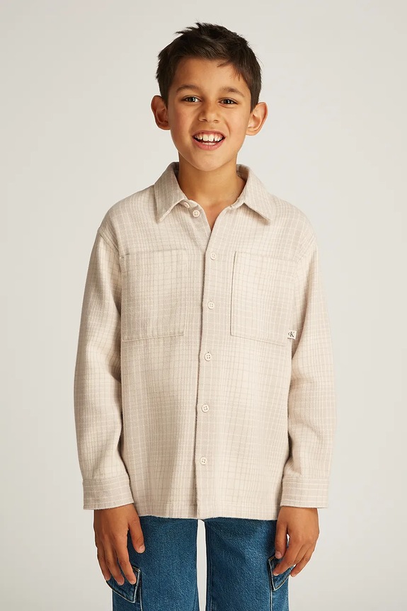 Calvin Klein Jeans koszula dziecięca casual beżowy IB0IB02391.PPYA